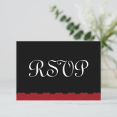 赤と黒のレースのRSVP結婚の対応 出欠カード (スタンド正面)