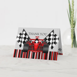 赤と黒のレースカーの感謝カード サンキューカード