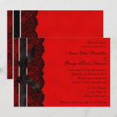 赤と黒のレース ヴィンテージ結婚式招待状 招待状 (正面/裏面)