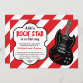 赤と黒のロックスターバイバイベイビーシャワー 招待状 (正面/裏面)