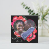 赤と黒のロマンチックなバレンタインデーの写真 招待状 (スタンド正面)