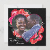 赤と黒のロマンチックなバレンタインデーの写真 招待状 (正面)