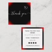 赤と黒のロマンチックサンキュー情熱スタイリッシュ スクエア名刺 (正面/裏面)
