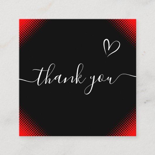 赤と黒のロマンチックサンキュー情熱スタイリッシュ スクエア名刺 (正面)