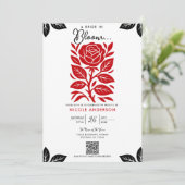 赤と黒のローズフラワーブライダルシャワー 招待状 (スタンド正面)