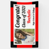 赤と黒のワンフォトクラス卒業 横断幕 (縦)