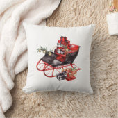 赤と黒のヴィンテージそりパッケージクリスマス クッション (ブランケット)
