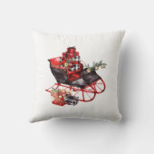 赤と黒のヴィンテージそりパッケージクリスマス クッション (裏面)