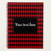 赤と黒のヴィンテージハーレキン プランナー手帳 (正面)