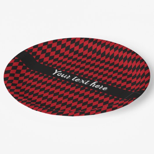 赤と黒のヴィンテージハーレキン ペーパープレート (アングル)