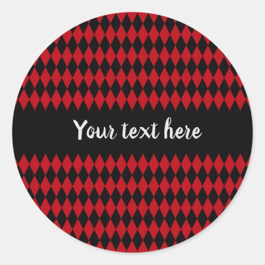 赤と黒のヴィンテージハーレキン ラウンドシール (正面)