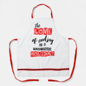赤と黒の一年中料理ラブホリデー エプロン (正面)