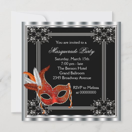 赤と黒の仮装パーティー 招待状 (裏面)