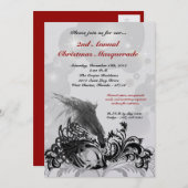 赤と黒の仮面舞踏会 クリスマス XMAS 招待状 5x7 (正面/裏面)