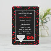 赤と黒の任意の年の大人のサプライズ誕生日 招待状 (スタンド正面)