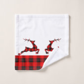 赤と黒の保護された鹿縁どと バスタオルセット (ウォッシュタオル)