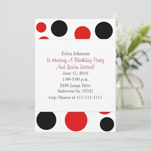 赤と黒の円のパーティの招待状 招待状 (スタンド正面)