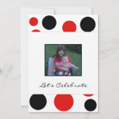 赤と黒の円のパーティの招待状 招待状 (裏面)