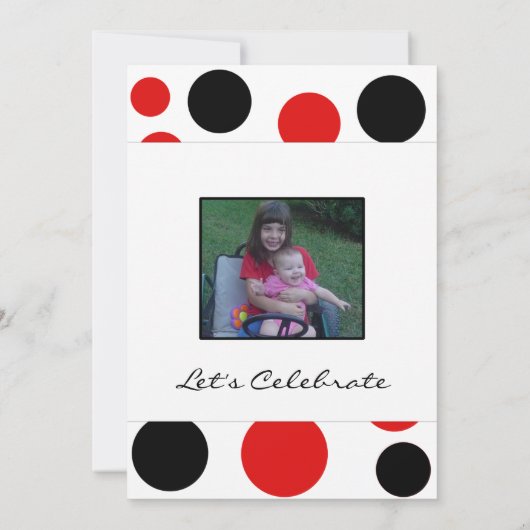 赤と黒の円のパーティの招待状 招待状 (裏面)