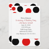 赤と黒の円のパーティの招待状 招待状 (正面/裏面)