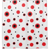 赤と黒の円のミニマルモダンリストパターン シャワーカーテン (正面)