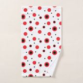 赤と黒の円のミニマルモダンリストパターン バスタオルセット (ハンドタオル)