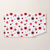 赤と黒の円のミニマルモダンリストパターン バスタオルセット (ハンドタオル)