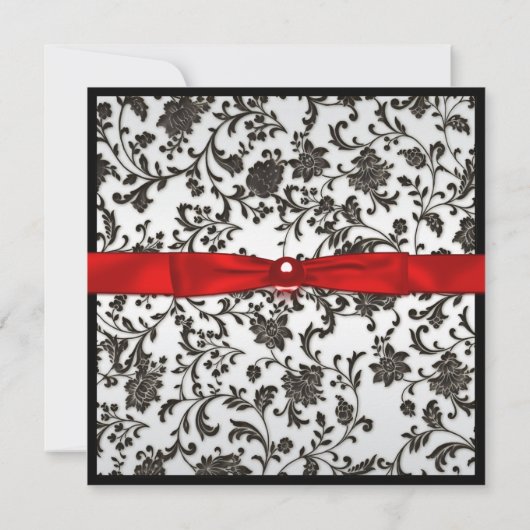 赤と黒の写真の卒業発表 招待状 (裏面)