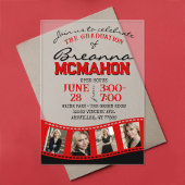 赤と黒の写真卒業フィルムストリップ曇り アクリル招待状