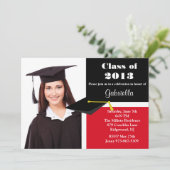 赤と黒の写真 卒業パーティー招待状 招待状 (スタンド正面)