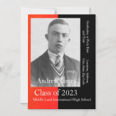 赤と黒の写真 – 2023年クラス マグネット招待状 (正面)