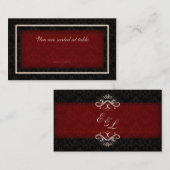 赤と黒の冬の結婚式のテーブルのシーティングカード プレイスカード (正面/裏面)