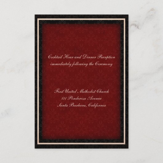 赤と黒の冬の結婚式の受付カード エンクロージャーカード (正面)