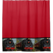赤と黒の列車 / 鉄道 シャワー カーテン (正面)