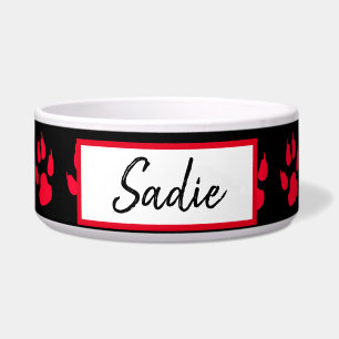 赤と黒の前足で犬の食べ物を印刷 ボウル