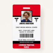 赤と黒の医療スタッフ従業員の医師ナースID バッジ (正面)