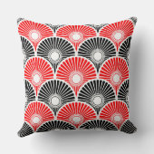 赤と黒の半中国の円波パターン クッション (裏面)