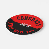 赤と黒の卒業おめでとう – あなたはそれをした ペーパープレート (アングル)