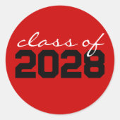 赤と黒の卒業クラシック丸型ステッカー ラウンドシール (正面)