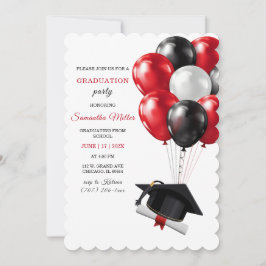 赤と黒の卒業テンプレート 招待状