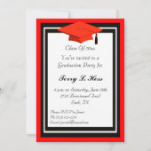 赤と黒の卒業パーティー招待状 招待状 (正面)