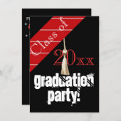 赤と黒の卒業パーティー 招待状 (正面/裏面)
