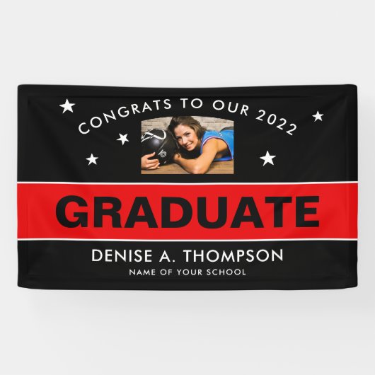 赤と黒の卒業写真カスタム 横断幕 (横)