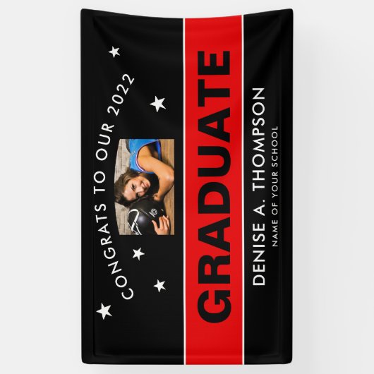 赤と黒の卒業写真カスタム 横断幕 (縦)