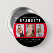 赤と黒の卒業写真コラージュカスタム 缶バッジ (正面&裏面)