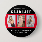 赤と黒の卒業写真コラージュカスタム 缶バッジ (正面)
