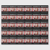 赤と黒の卒業写真コラージュ ラッピングペーパー (フラット)