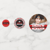 赤と黒の卒業写真パーソナライズされたパーティー コンフェッティ (裏面)