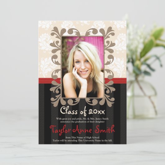 赤と黒の卒業写真発表 招待状 (スタンド正面)