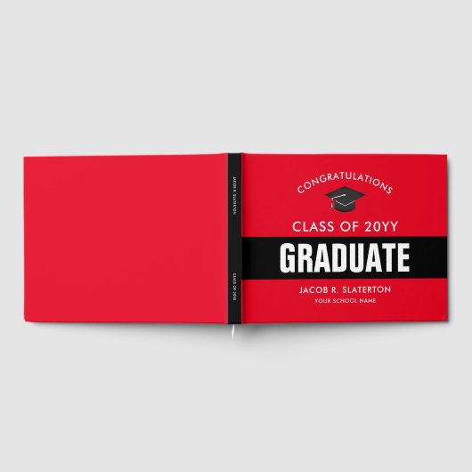 赤と黒の卒業式パーソナライズされたゲストブック ゲストブック (全面)